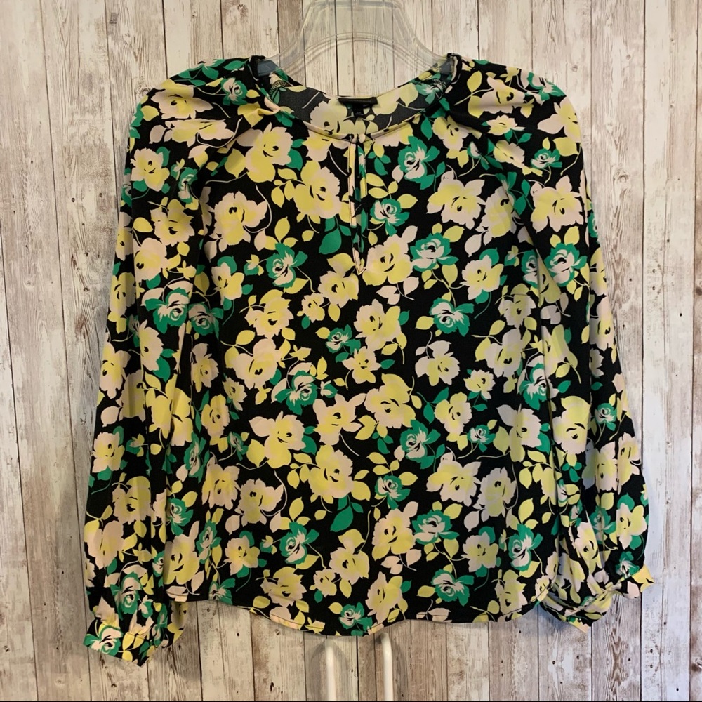 Who What Wear Women's Top Floral Balloon Sleeve Blouse